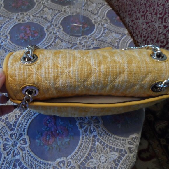 New Kate Spade NY Suflower Yellow Tweed Quilted Convertible Medium Bag - Picture 7 of 16